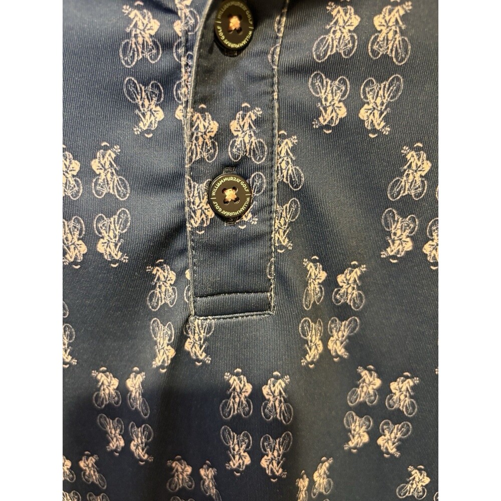 William Murray Men's M Regular Blue/White/pink  Golf Graphic bike Print Polo - Picture 4 of 6